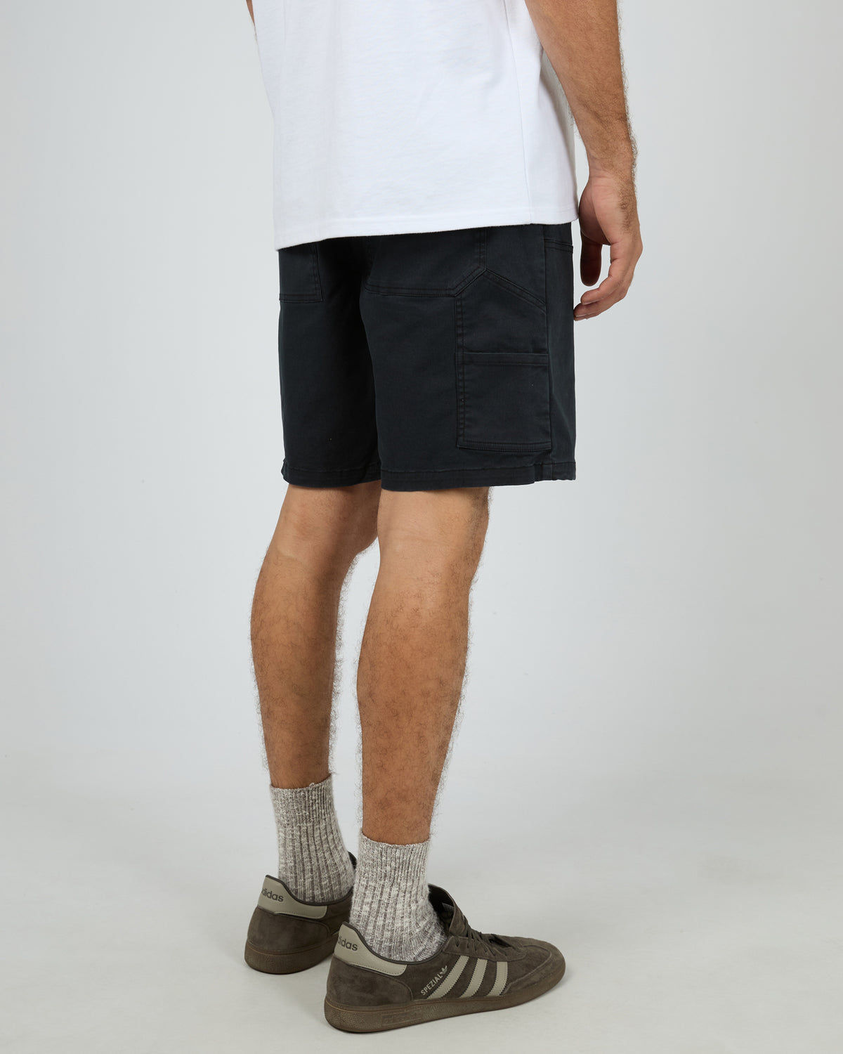 Elastic Waist Carpenter Short Washed Black