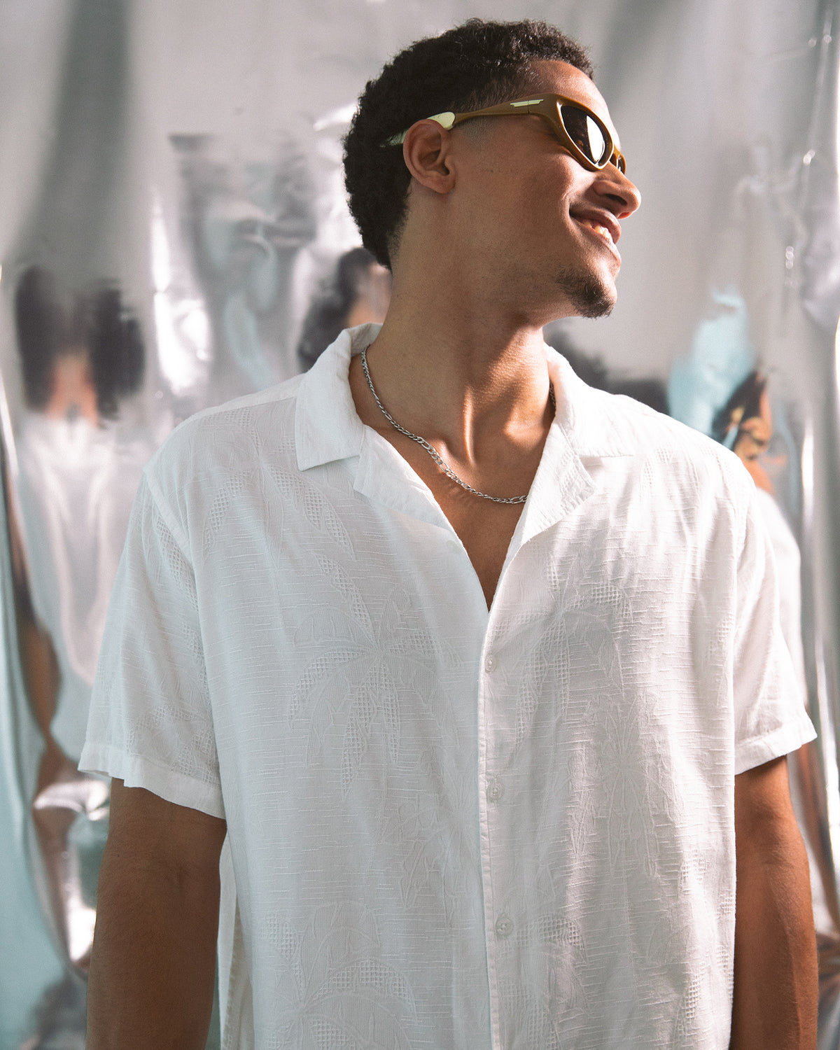 Foliage Short Sleeve Shirt White