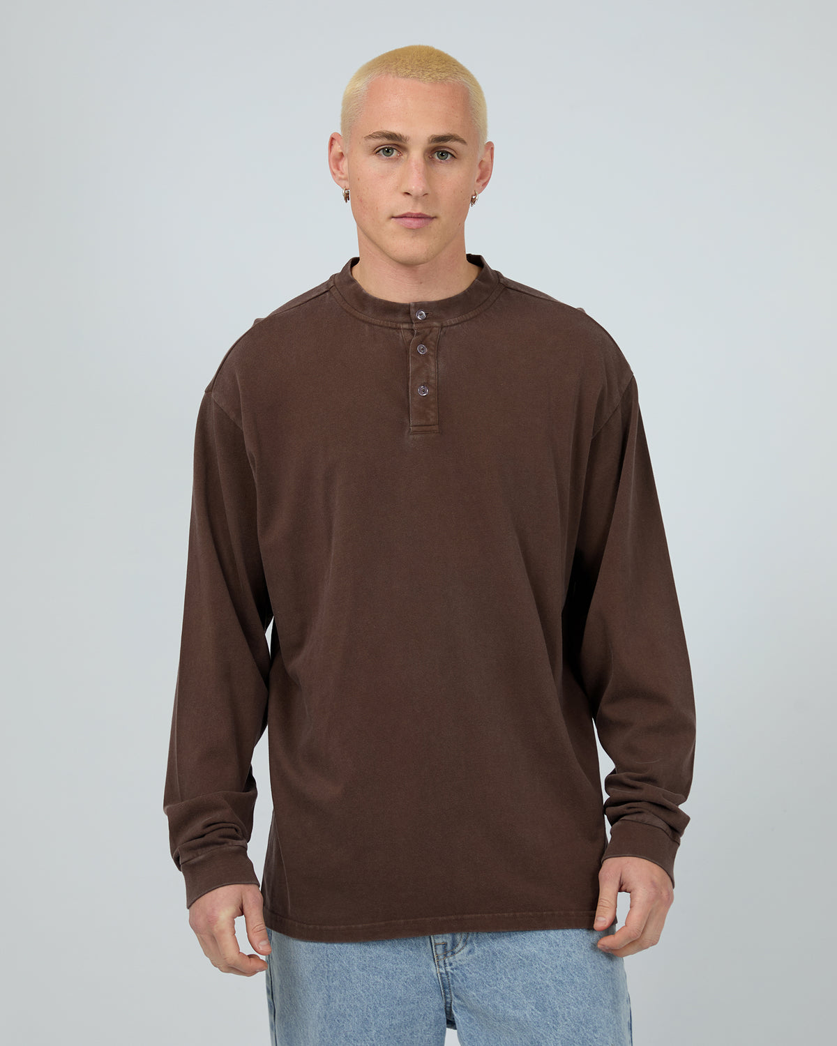 Henley Long Sleeve Top Chocolate