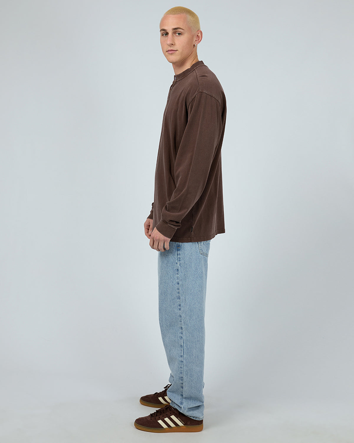 Henley Long Sleeve Top Chocolate