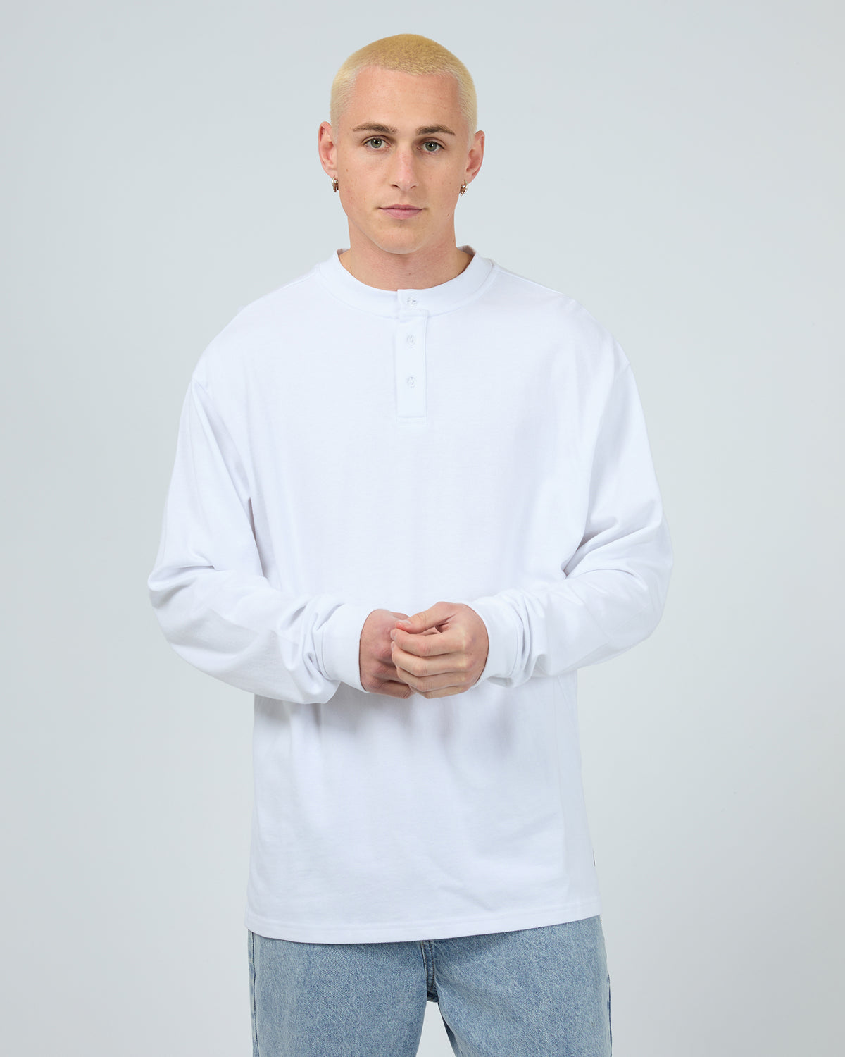 Henley Long Sleeve Top White