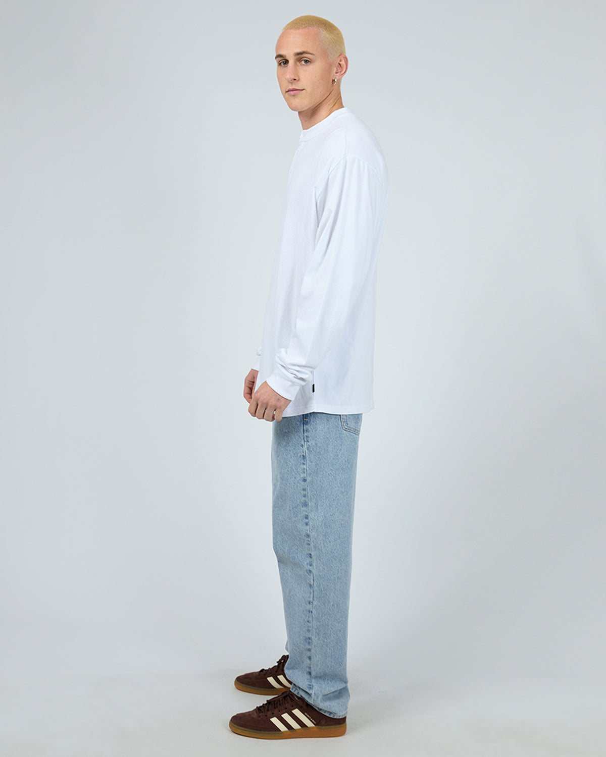 Henley Long Sleeve Top White