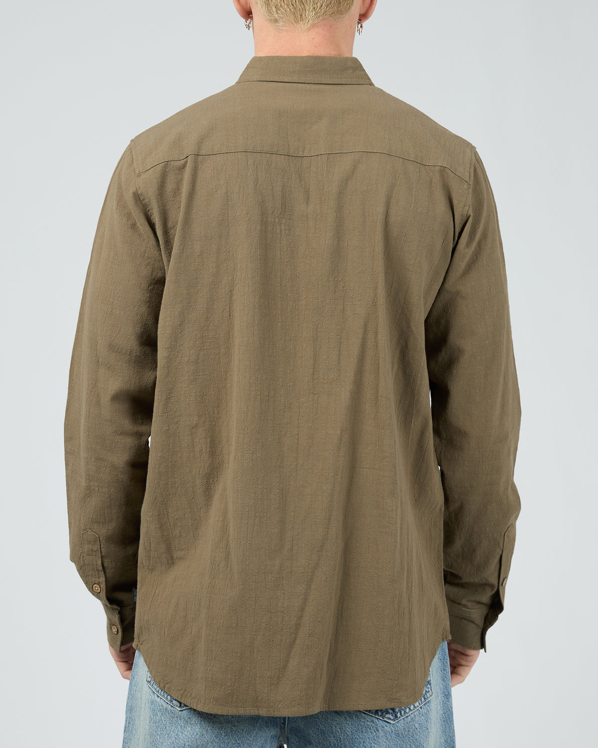 Texture Long Sleeve Shirt Khaki