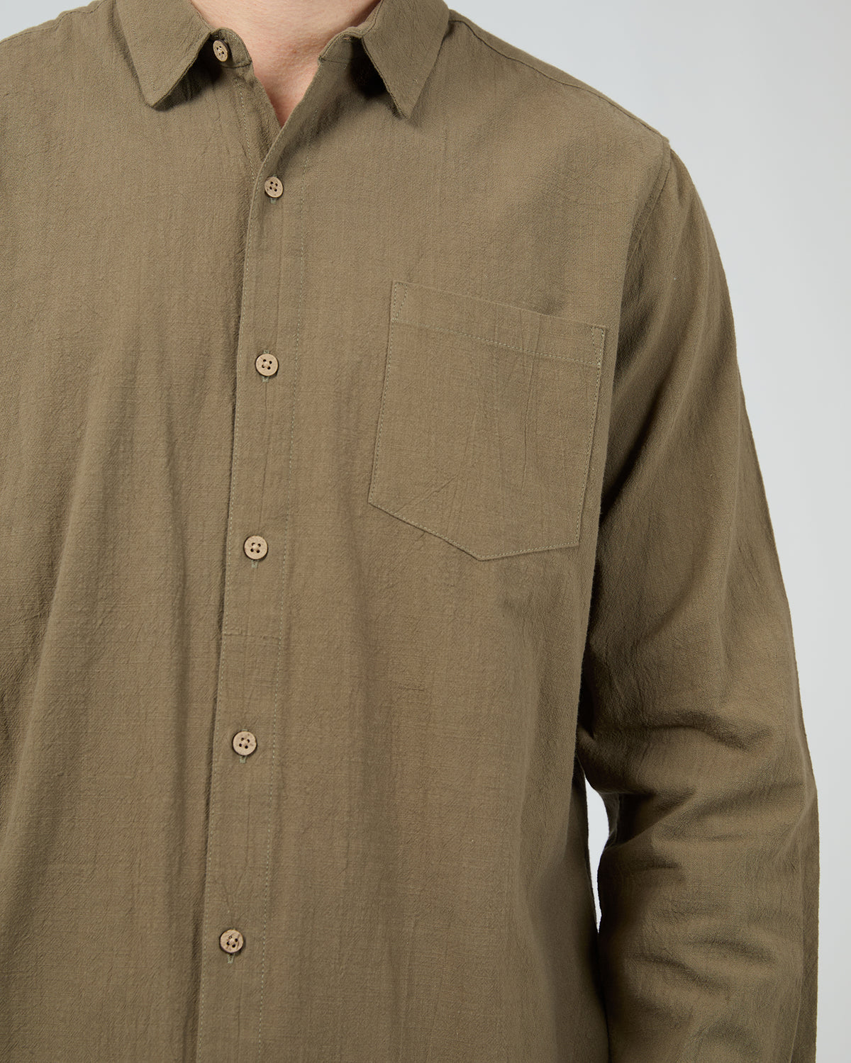 Texture Long Sleeve Shirt Khaki