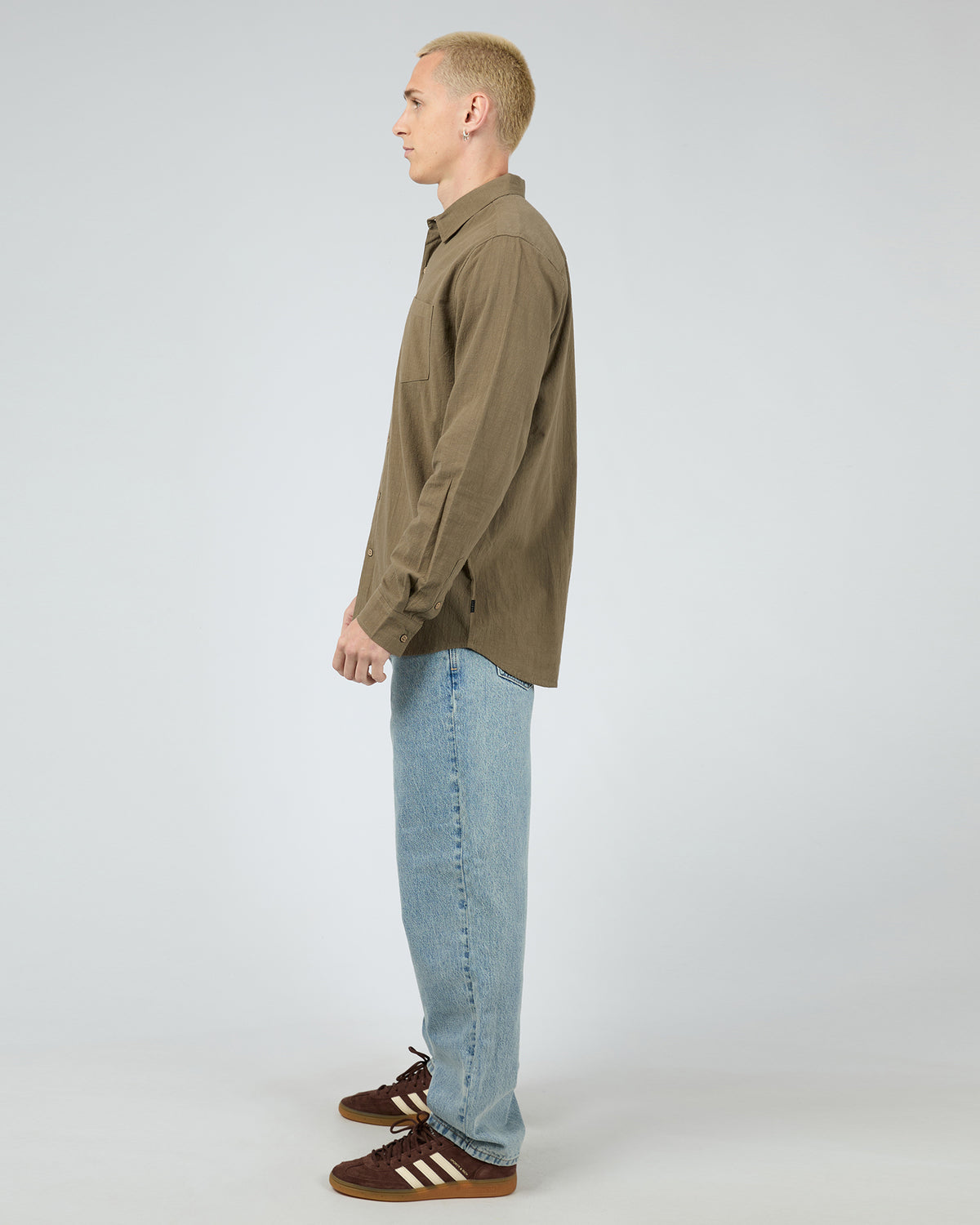 Texture Long Sleeve Shirt Khaki