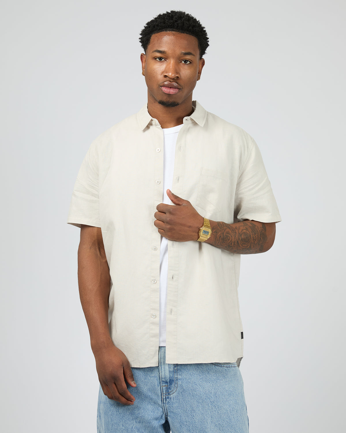 Linen Short Sleeve Shirt II Dove