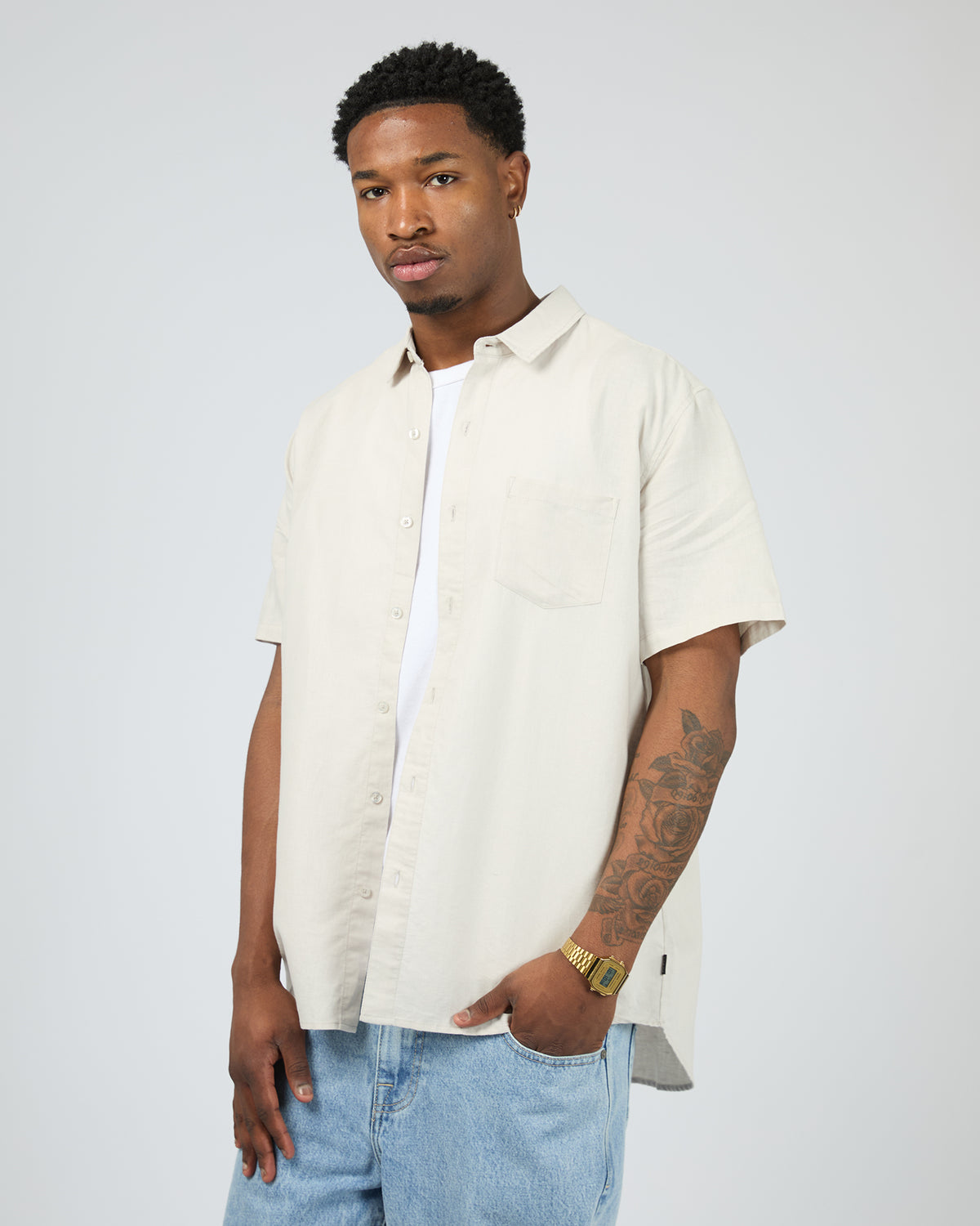 Linen Short Sleeve Shirt II Dove