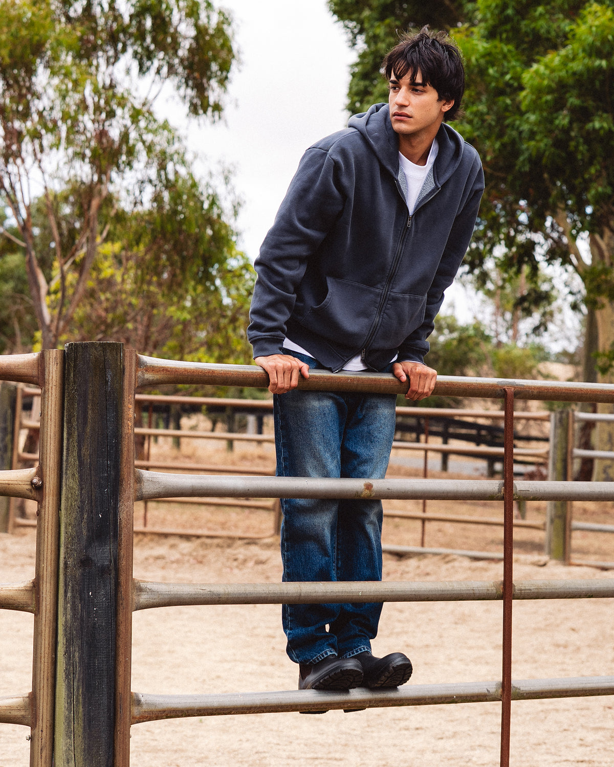 Box Zip Hoodie Navy
