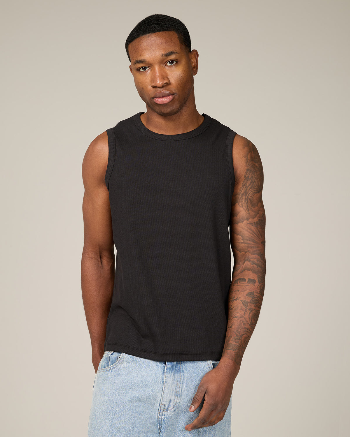 Fitted Rib Tank Black