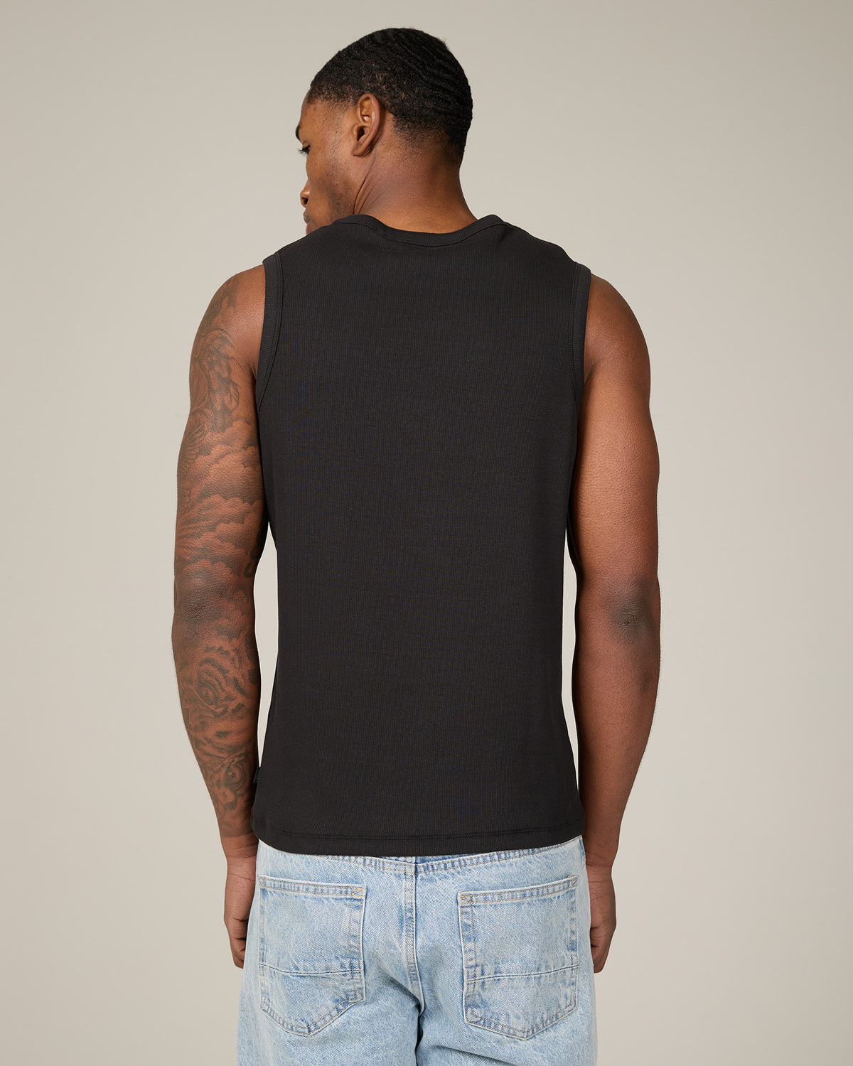 Fitted Rib Tank Black