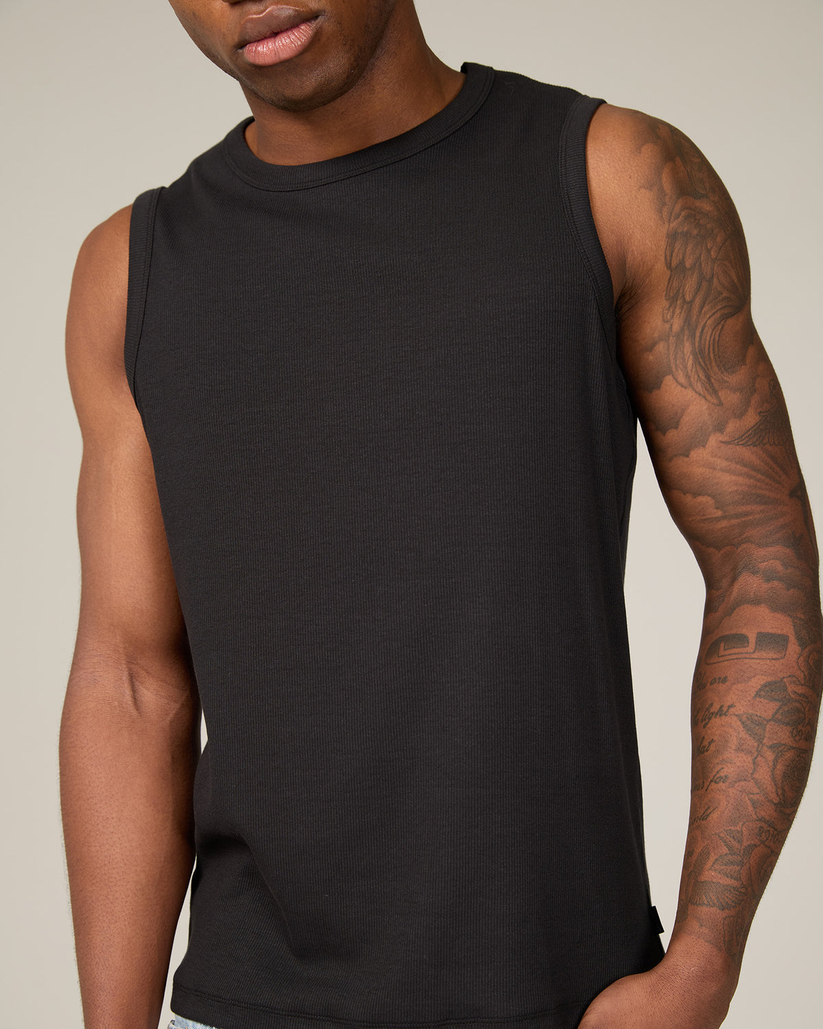 Fitted Rib Tank Black