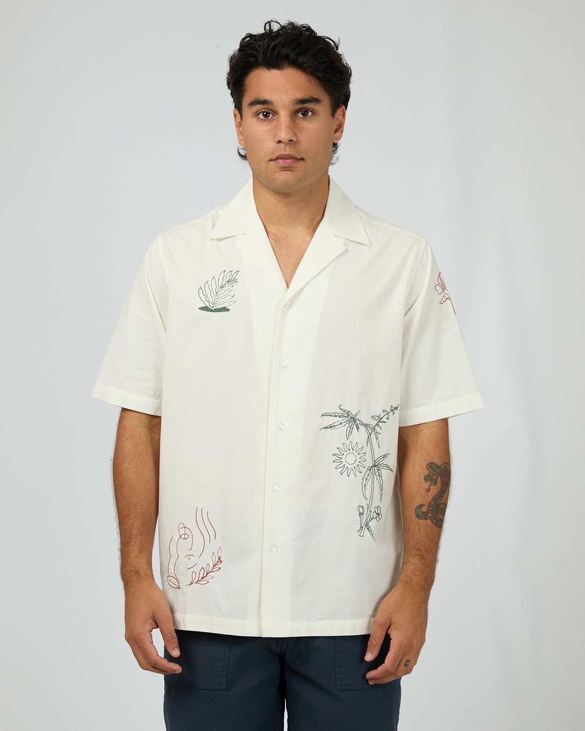 Athens Embroidered Shirt Vintage White