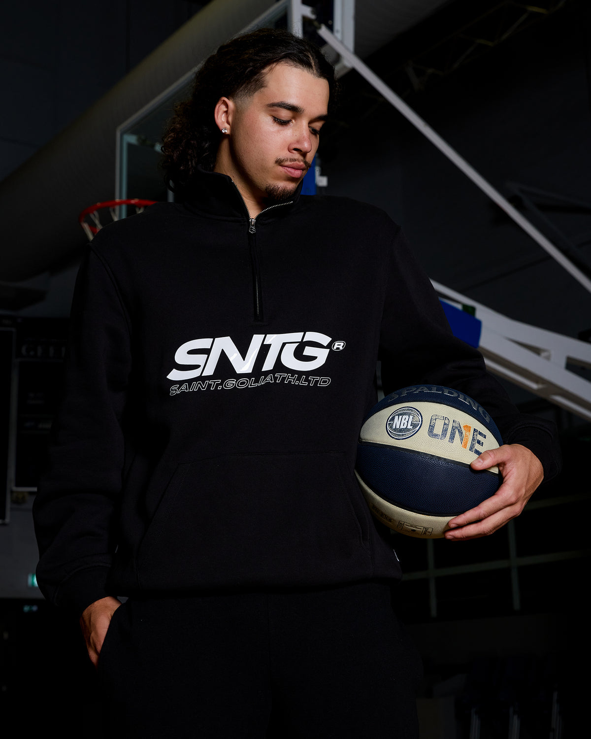 Overlapped Quarter Zip Black