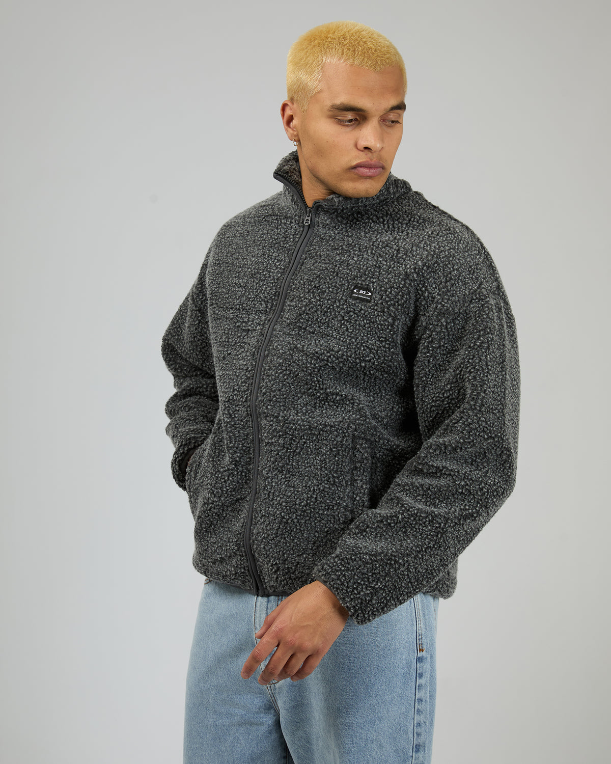 Melange Polar Jacket Charcoal
