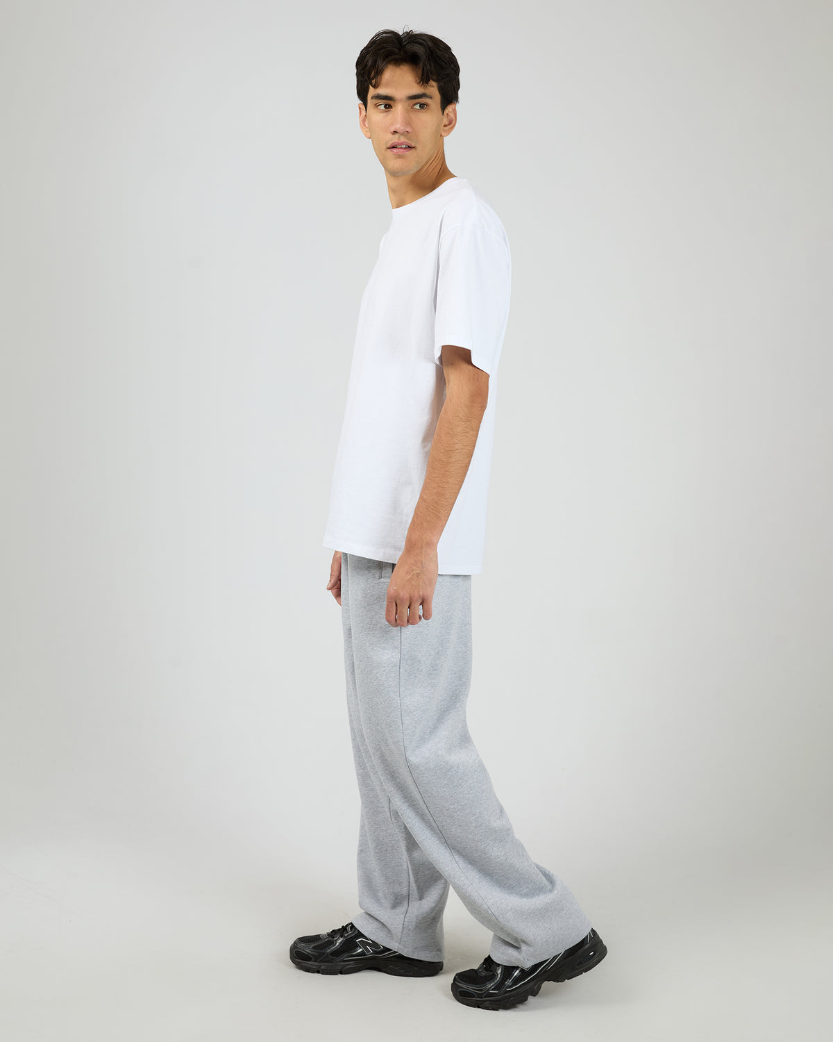 Wide Leg Trackpant Grey Marle