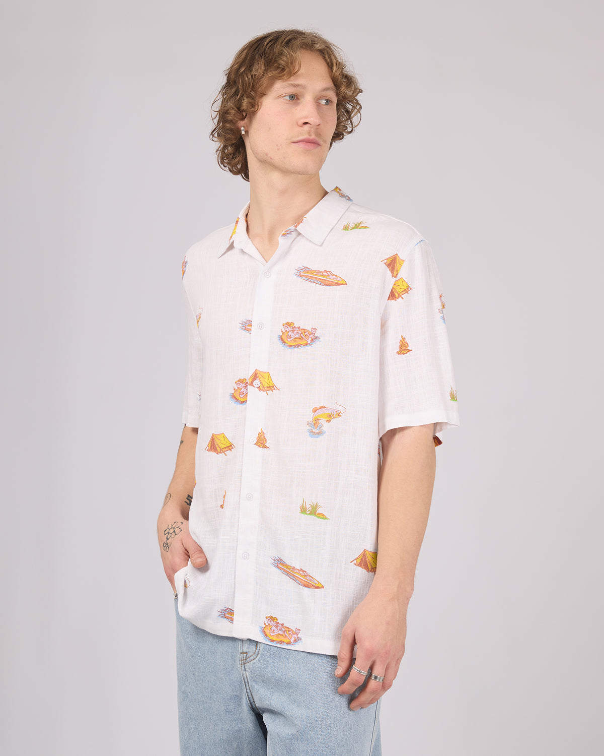 River Rats Short Sleeve Shirt Vintage White