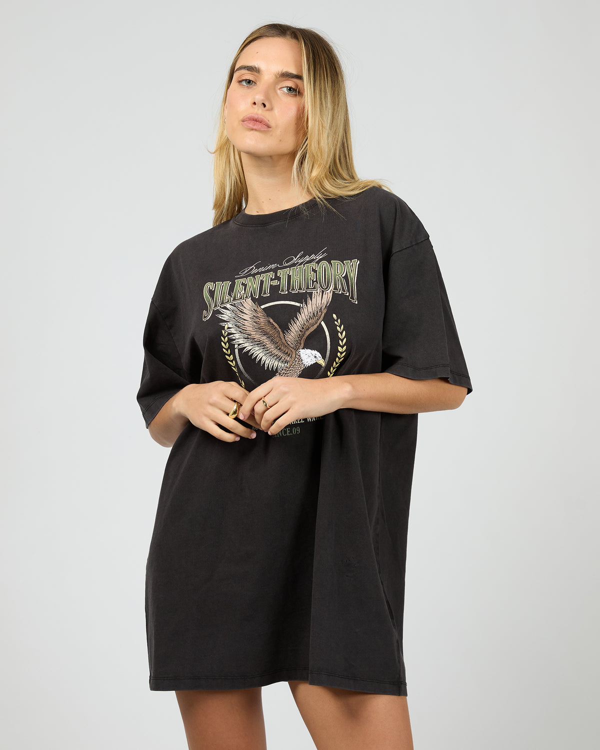 Airbourne Tee Dress Washed Black