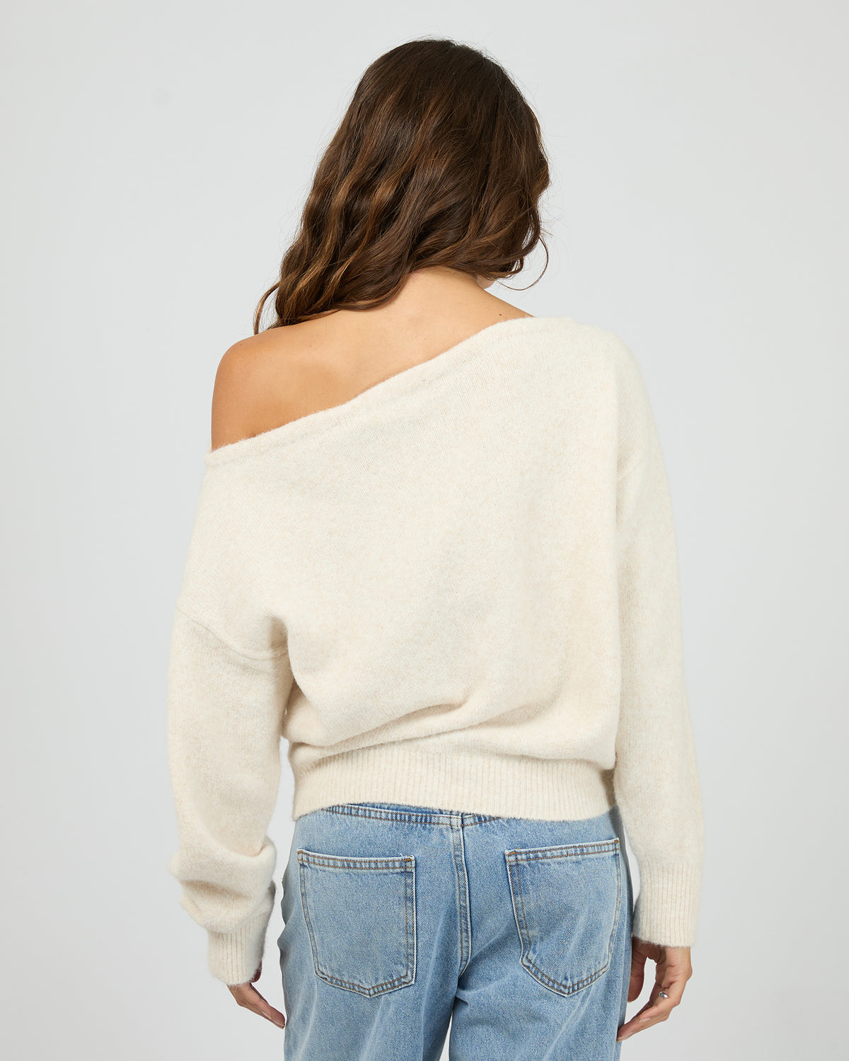 Off Shoulder Knit Jumper Oat