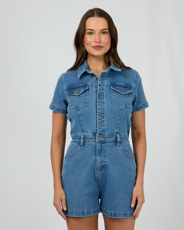 Wilder Playsuit Mid Blue Edge Clothing