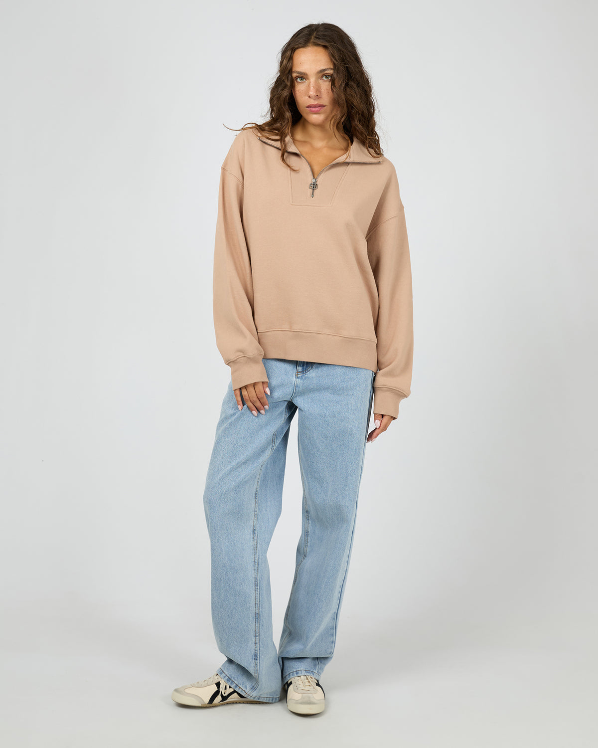 Silent Luxe 1/4 Zip Crew Taupe