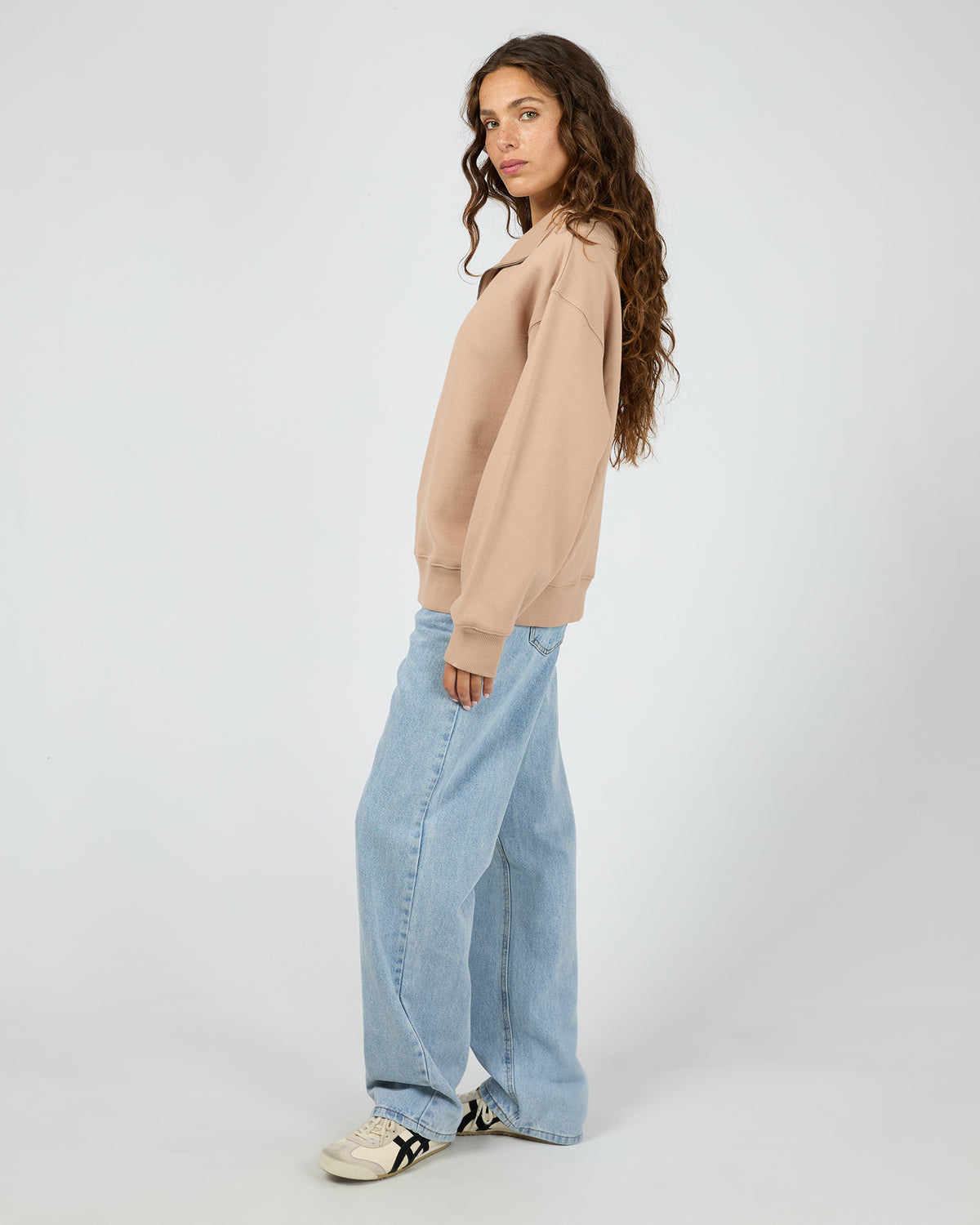 Silent Luxe 1/4 Zip Crew Taupe