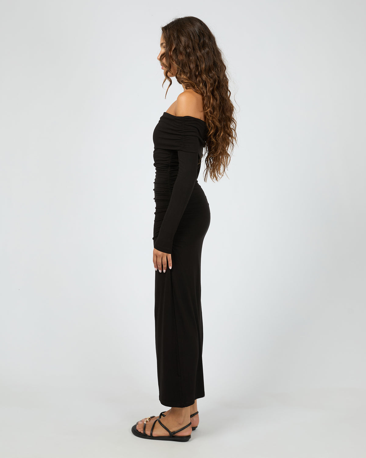 Fold Over Maxi Dress Black