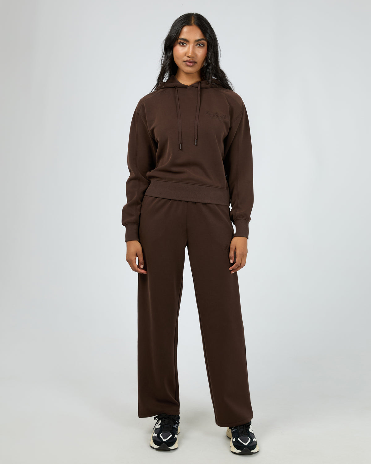 Luxe Active Crop Hoodie Brown