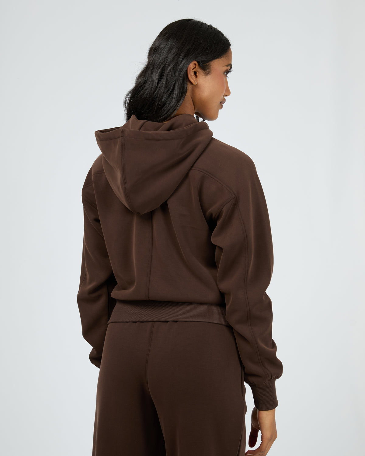 Luxe Active Crop Hoodie Brown