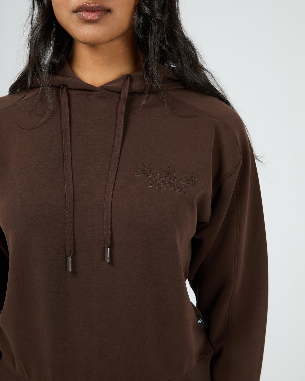 Luxe Active Crop Hoodie Brown