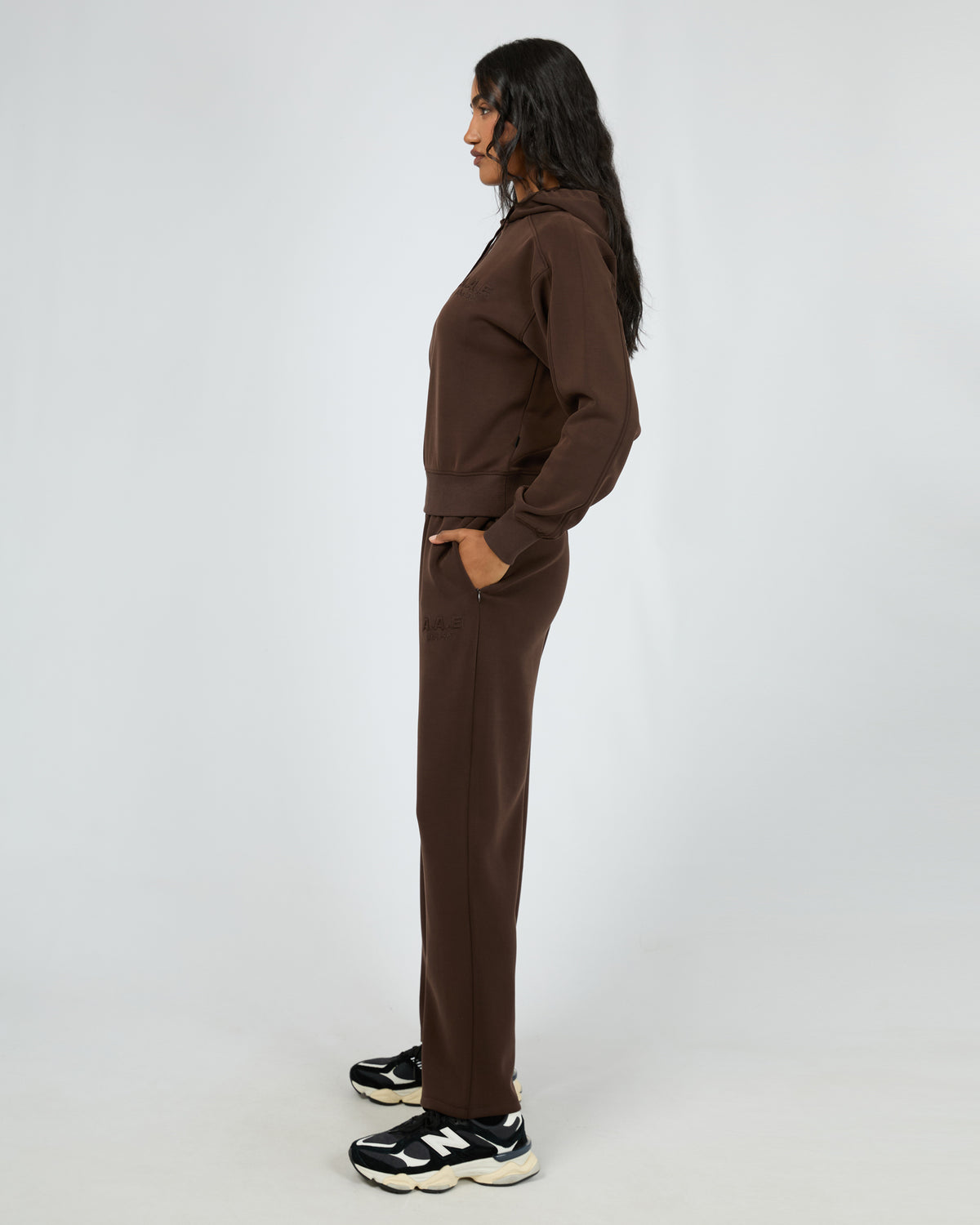 Luxe Active Crop Hoodie Brown