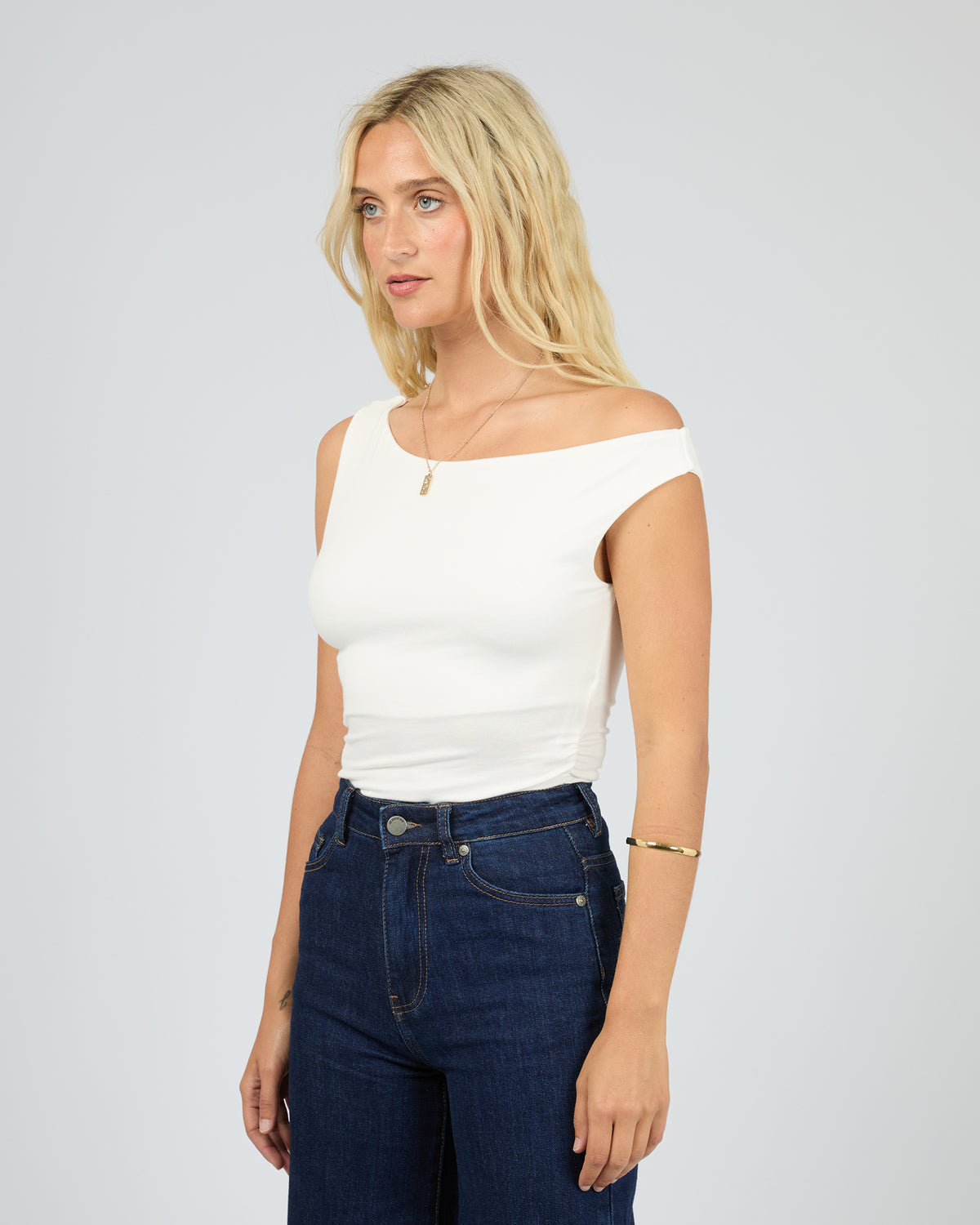 Kylie Off Shoulder Top Vintage White