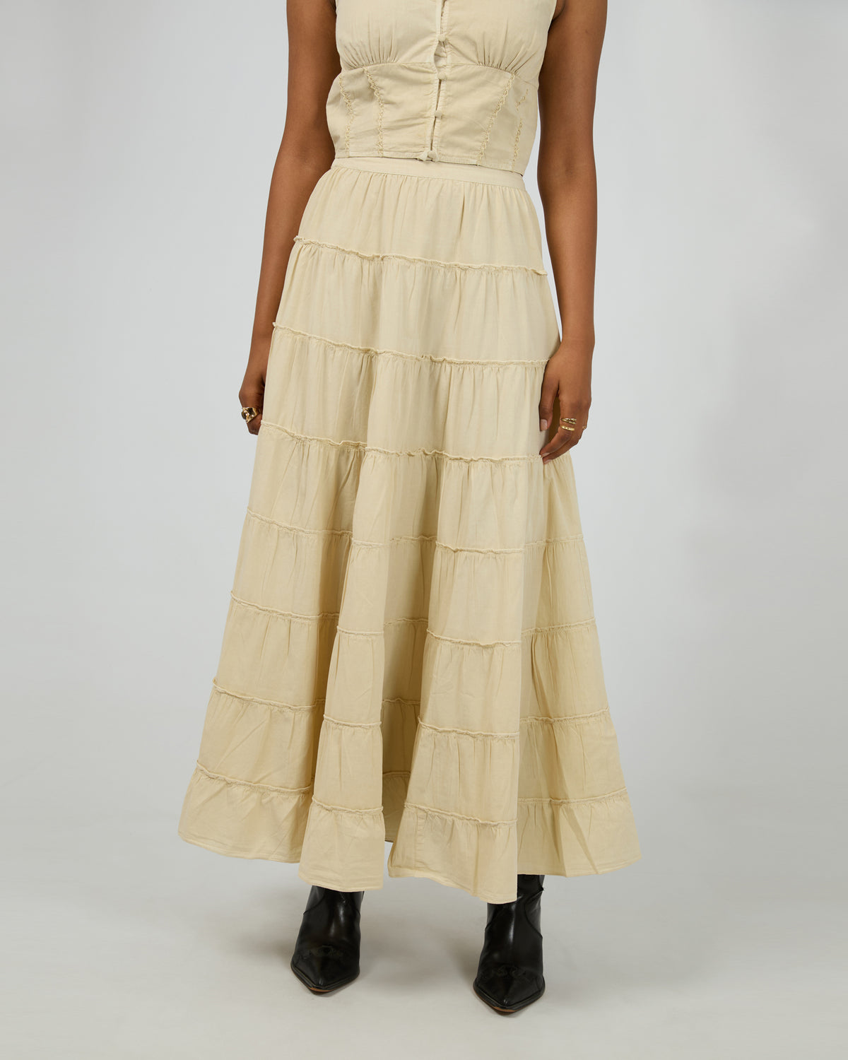 Sadie Tiered Maxi Skirt Vanilla