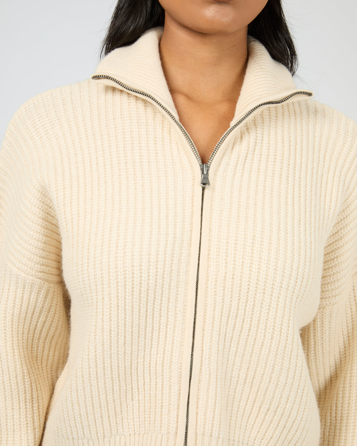 Bridie Knit Zip Through Vanilla