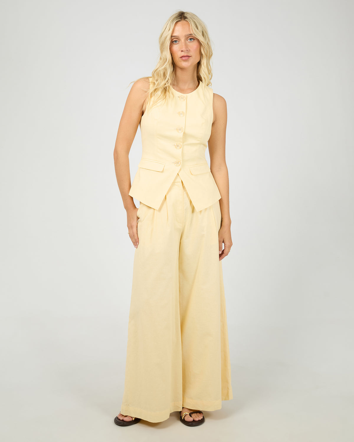 Alessa Linen Vest Yellow