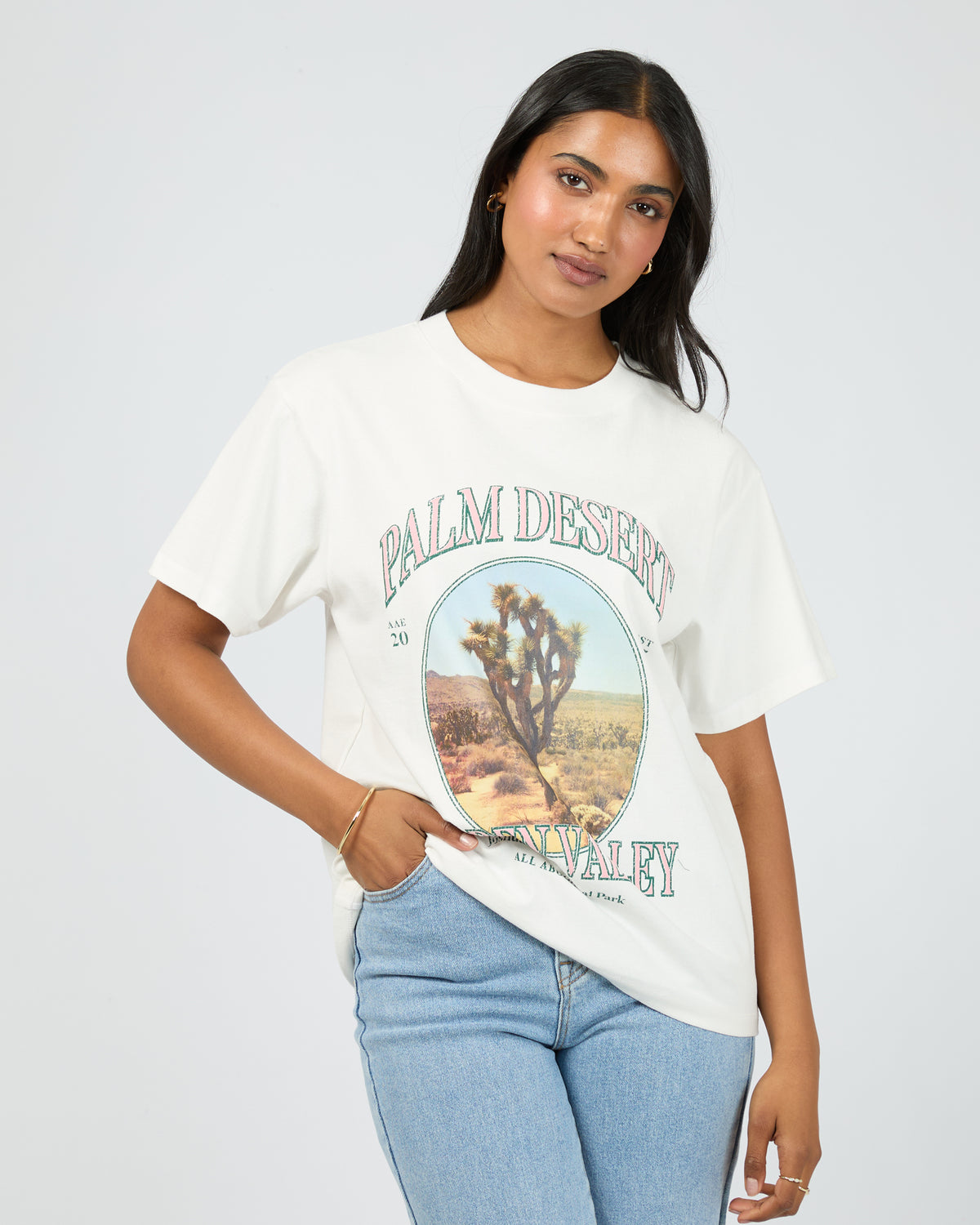 Palm Desert Box Tee Vintage White