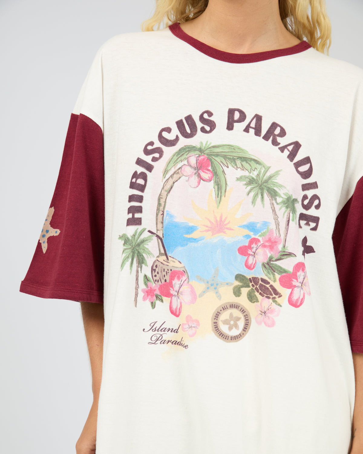 Paradise Oversized Tee Wine