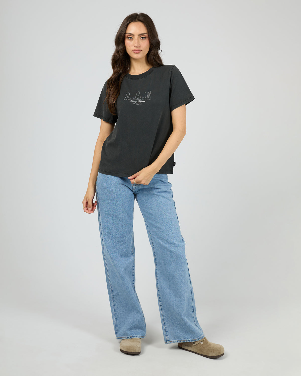 Vintage Studded Tee Washed Black