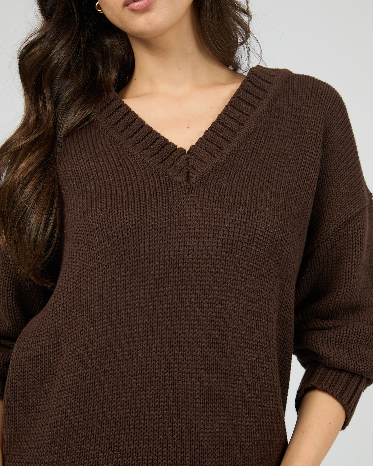Cosy V Neck Knit Brown