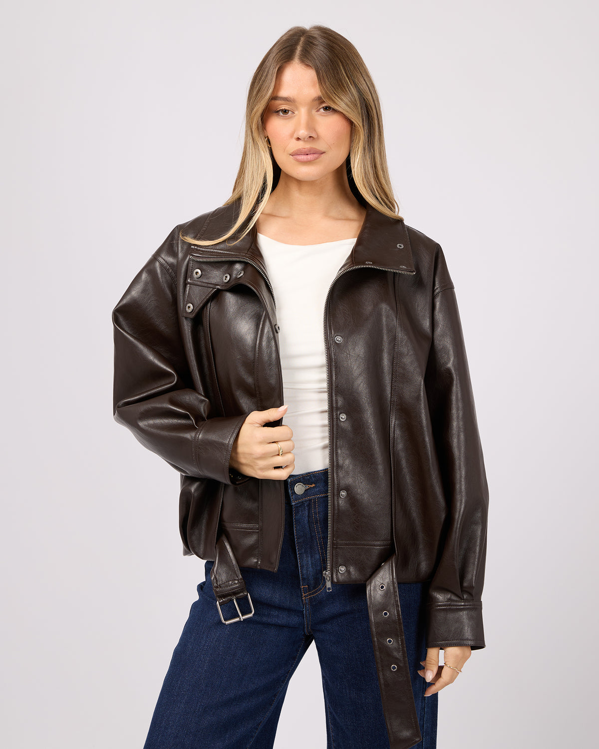 Jaynee Funnel Neck Jacket Chocolate