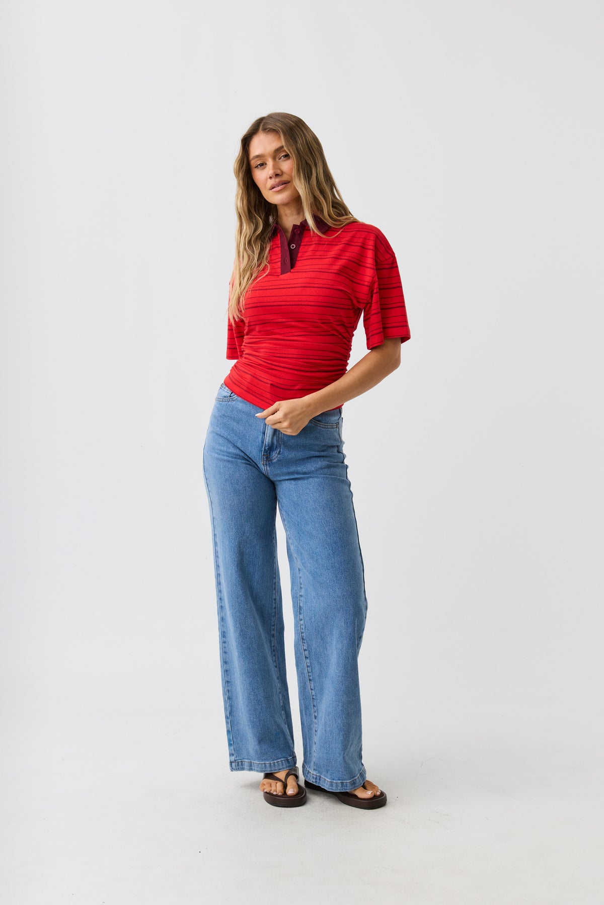 Haylee Rugby Top Red