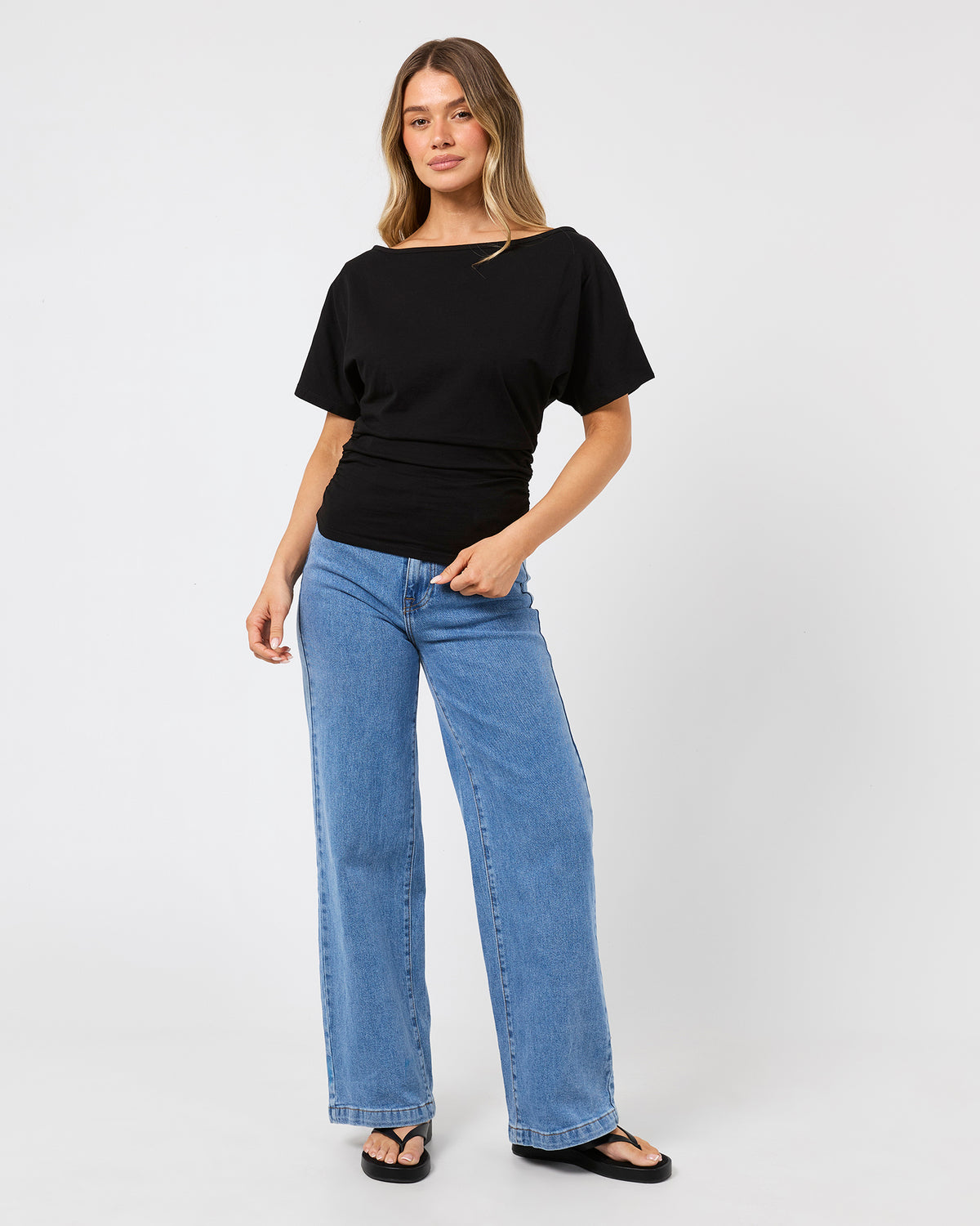 Lune Off Shoulder Top Black