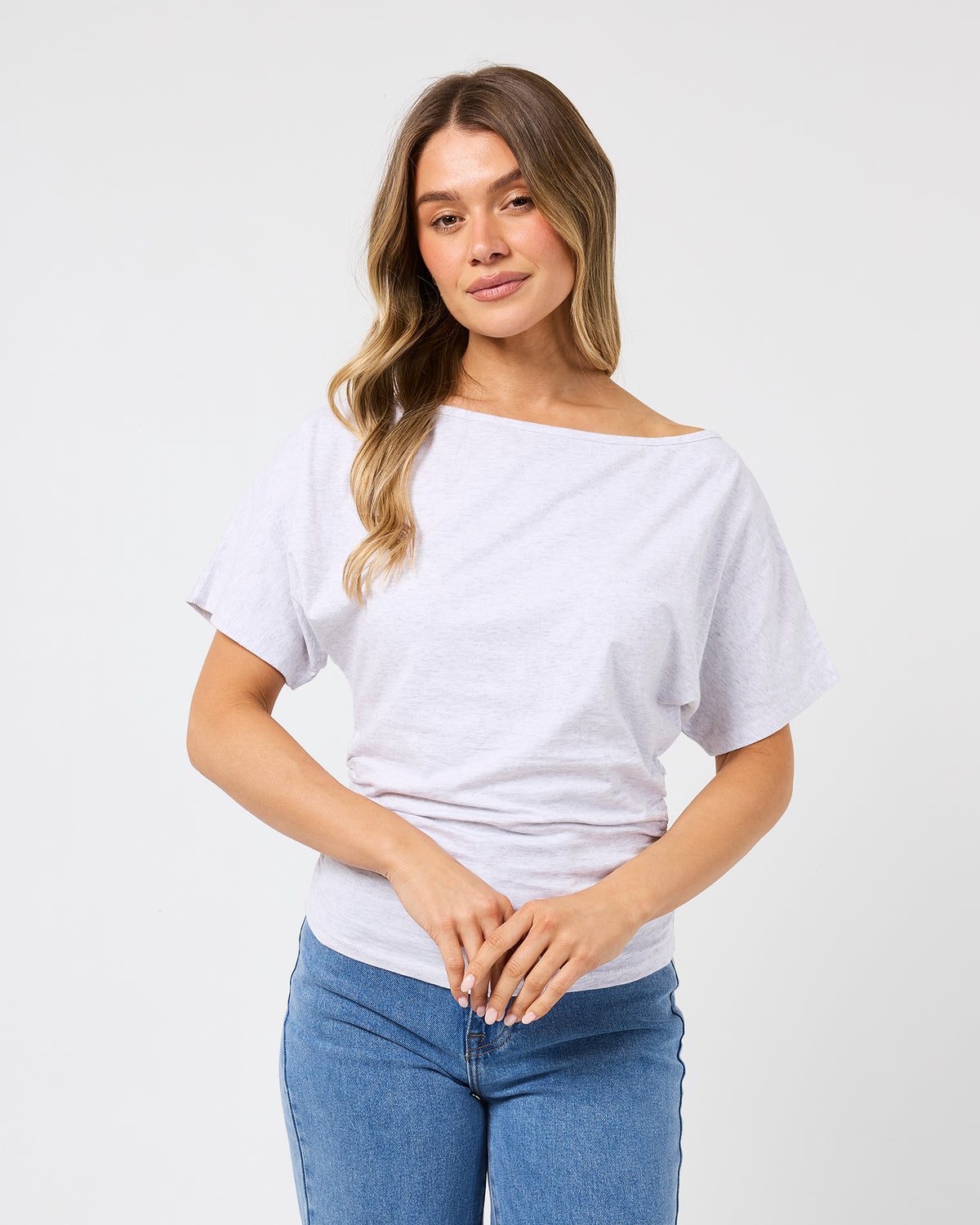 Lune Off Shoulder Top Snow Marle