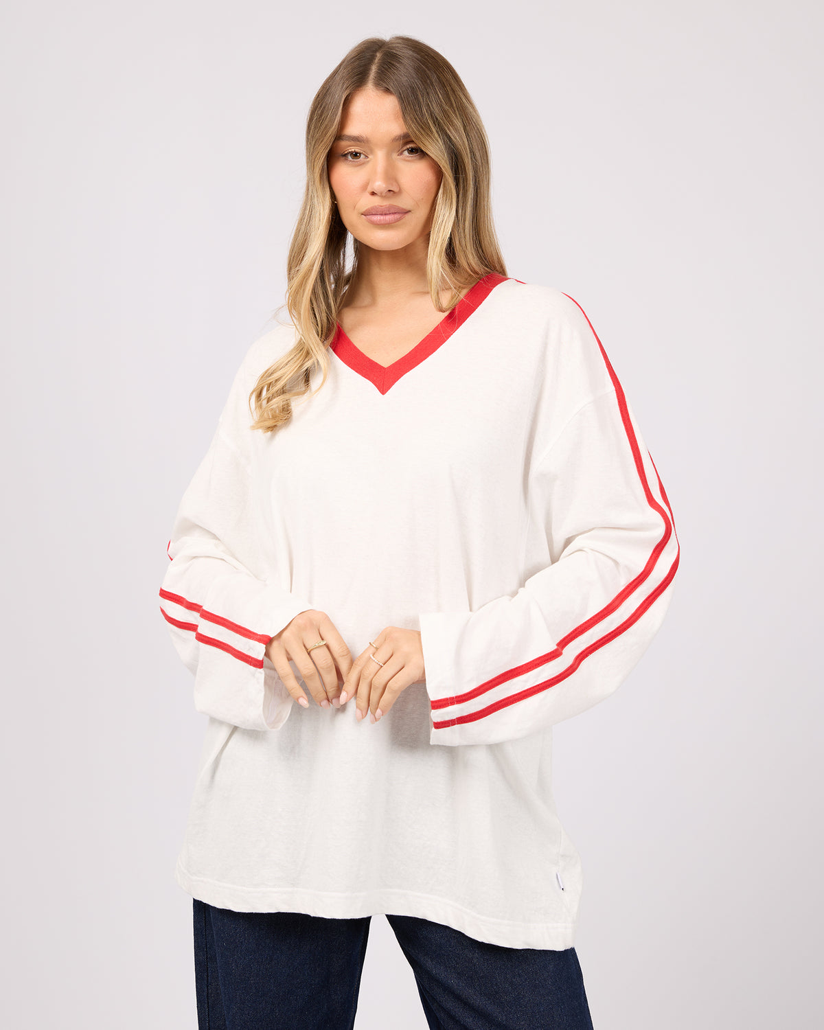 Zulu V-Neck Ls Tee Vintage White
