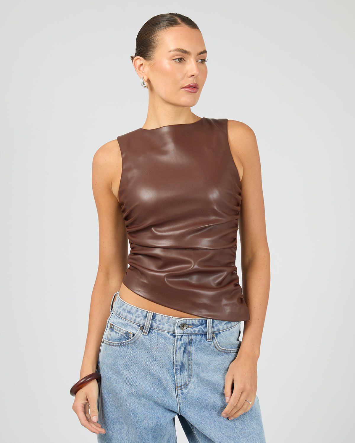 Liv Rouched Top Mahogany