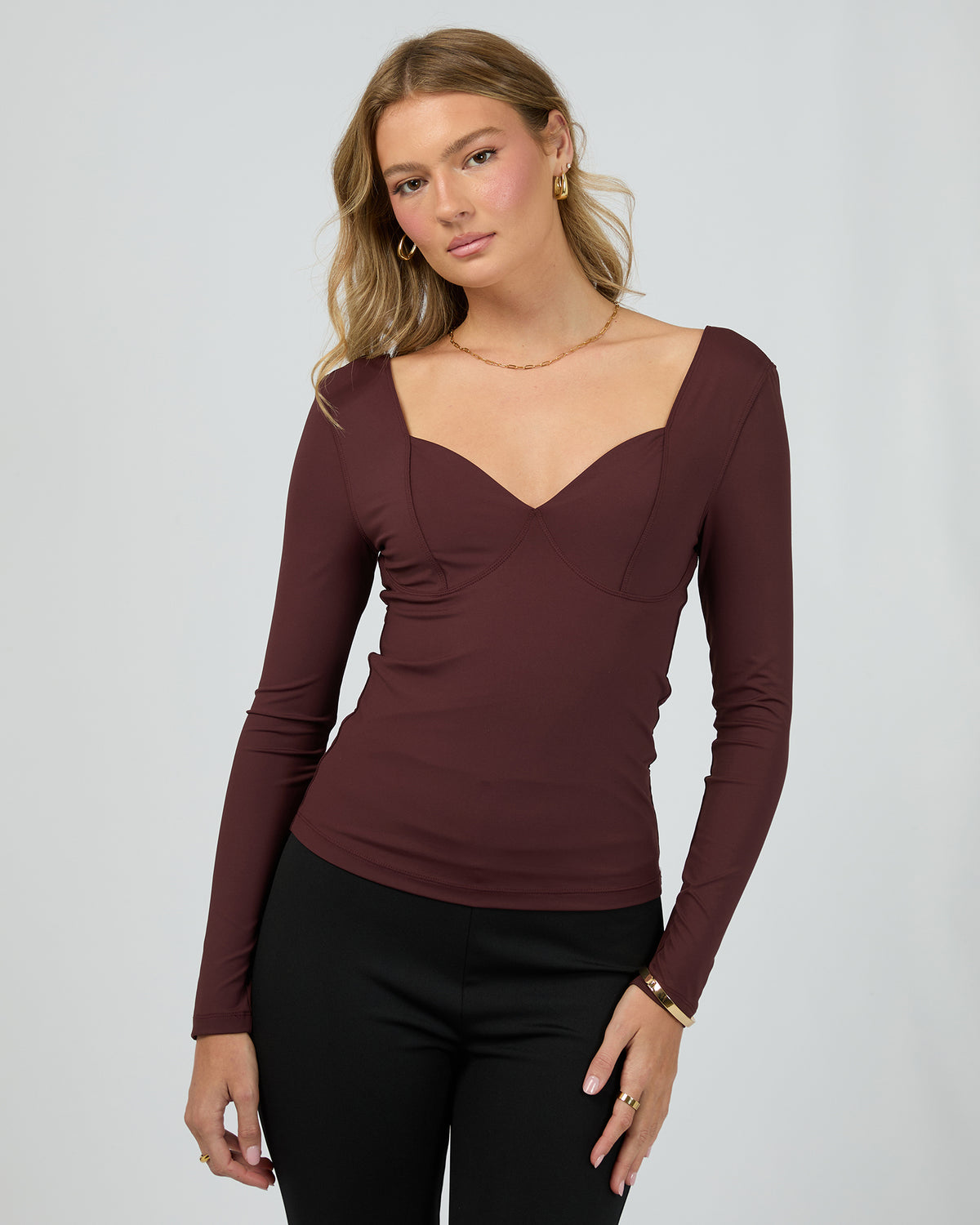 Hattie Long Sleeve Top Burgandy