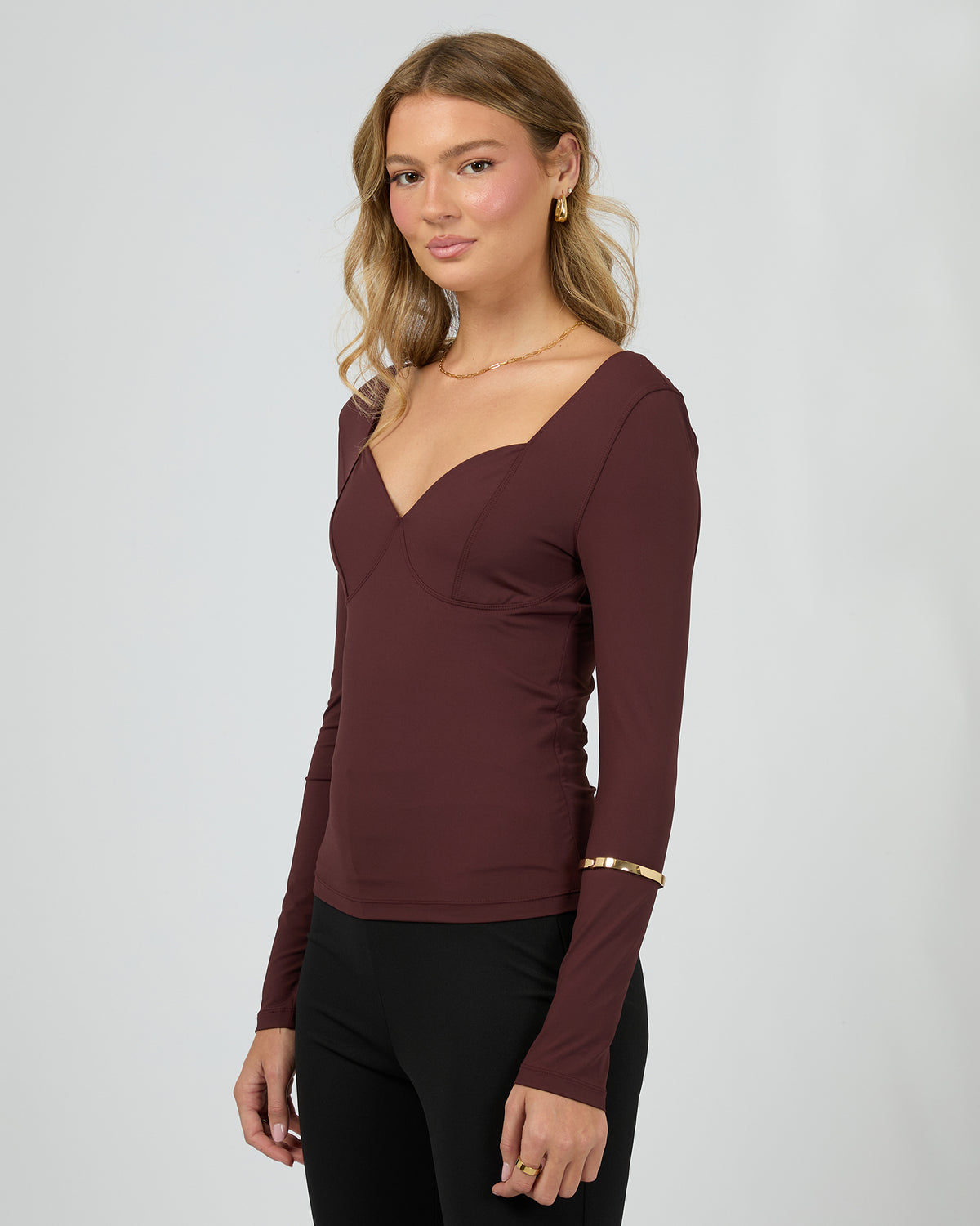Hattie Long Sleeve Top Burgandy