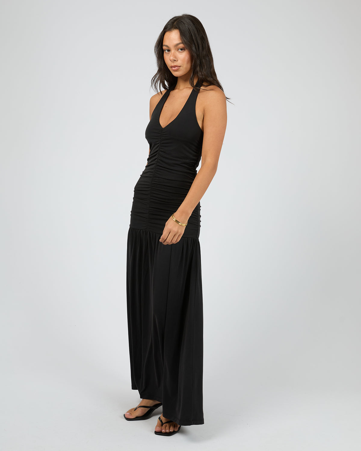 Luxe Halter Maxi Dress Black