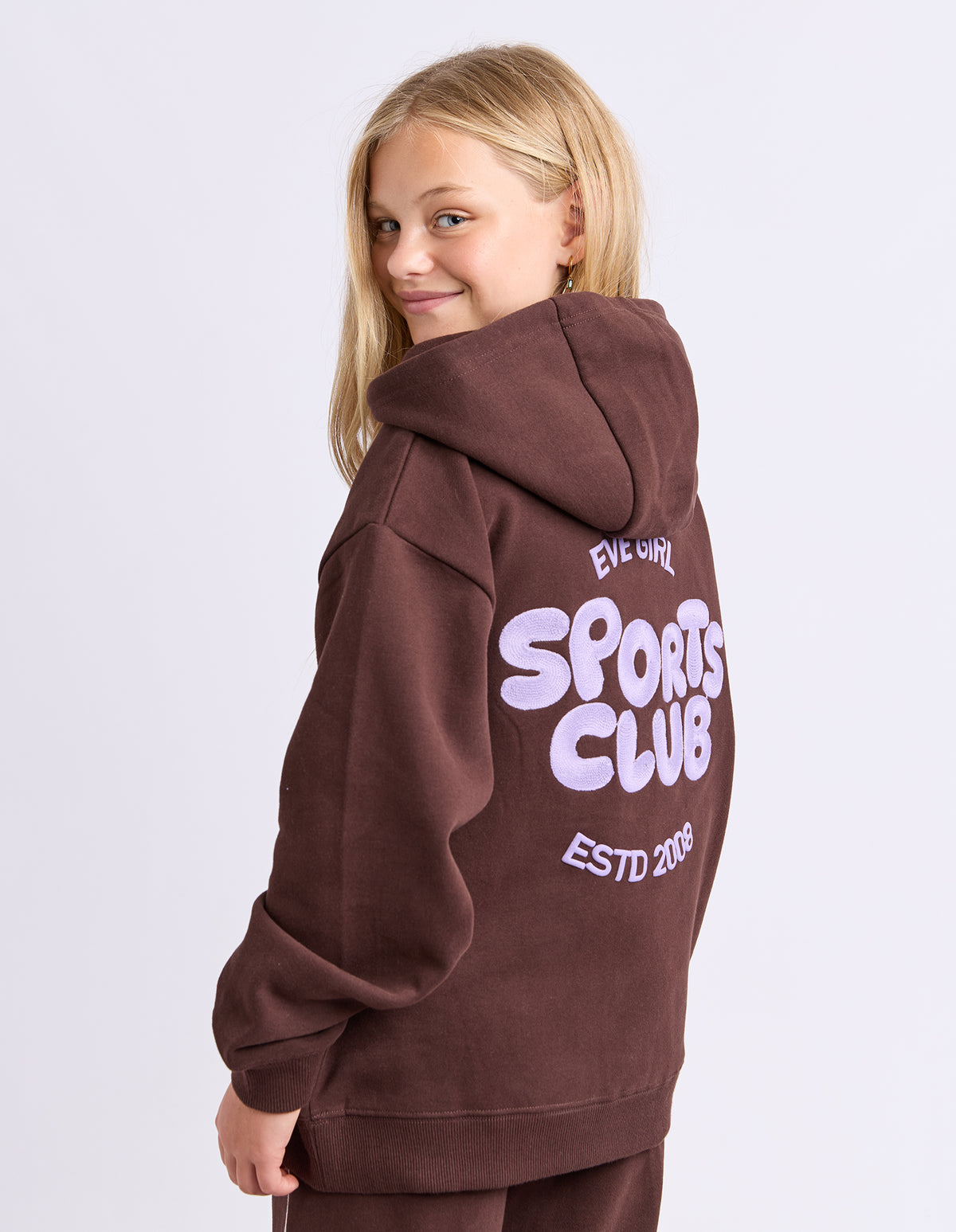 Teen Sports Club Hoodie Chocolate