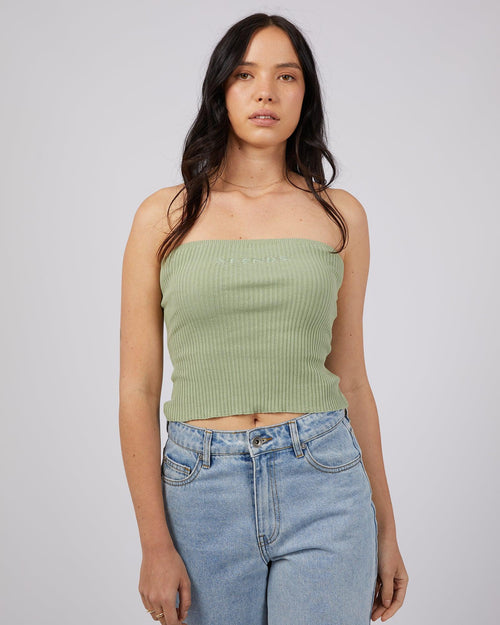 Afends-Weekend Knit Tube Top Eucalyptus-Edge Clothing