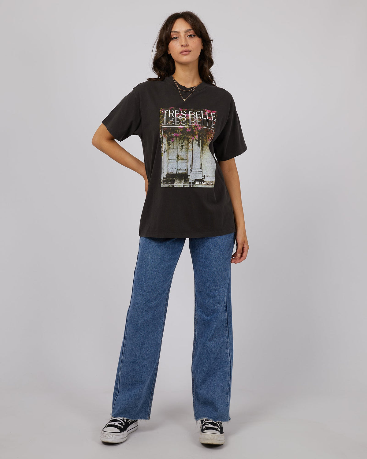 All About Eve-Belle Oversized Tee Washed Black-Edge Clothing